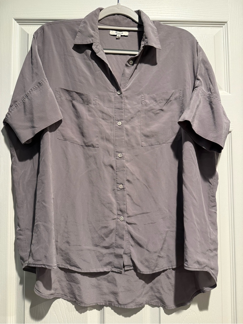 Madewell Short-Sleeve Button-Down Shirt in Dusty Lavender- Small